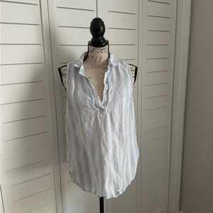 J. Crew Light Blue and White Striped Blouse